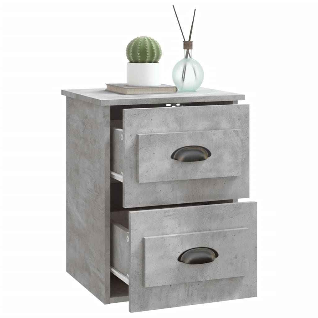 Wall-Mounted Bedside Cabinet, Concrete Grey, 41.5x36x53cm
