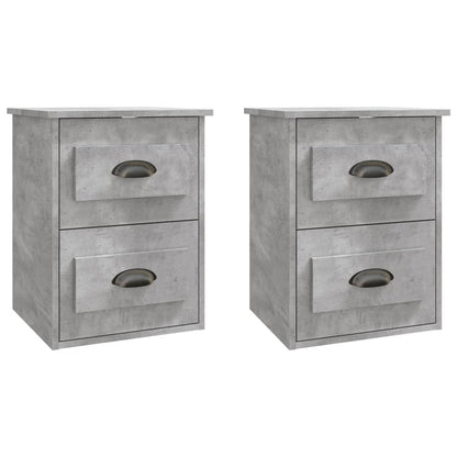 Concrete Grey Wall-mounted Bedside Cabinets Set of 2 - 41.5x36x53cm