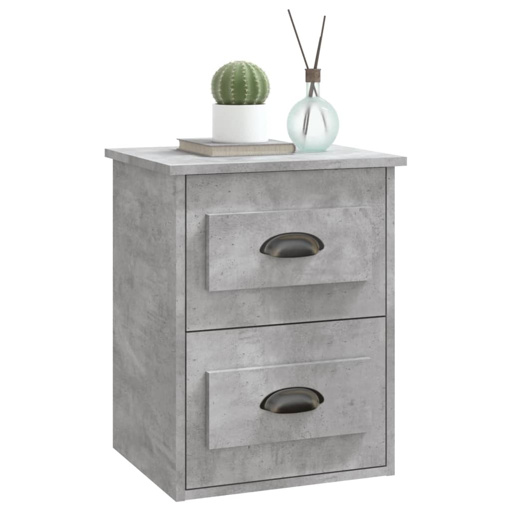 Concrete Grey Wall-mounted Bedside Cabinets Set of 2 - 41.5x36x53cm
