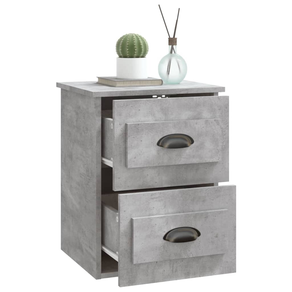 Concrete Grey Wall-mounted Bedside Cabinets Set of 2 - 41.5x36x53cm