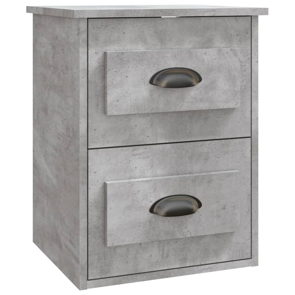Concrete Grey Wall-mounted Bedside Cabinets Set of 2 - 41.5x36x53cm