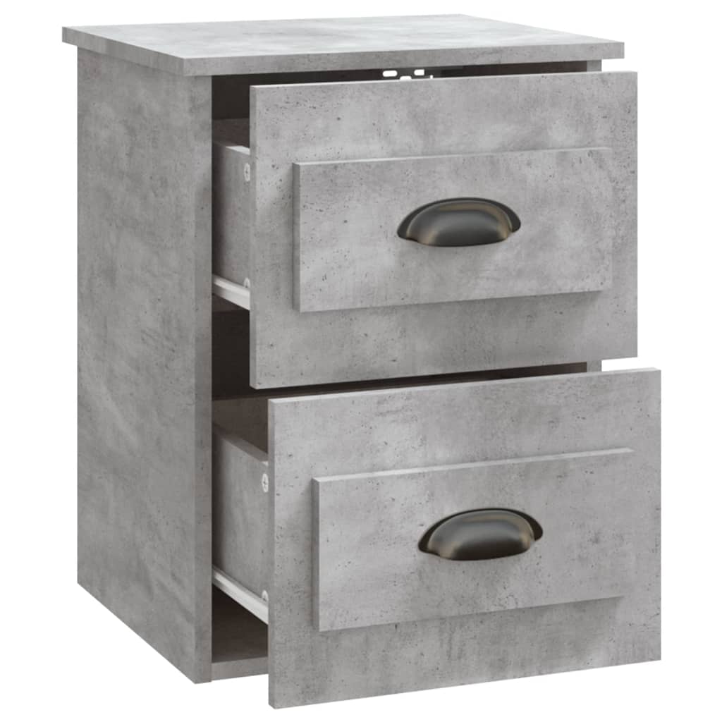 Concrete Grey Wall-mounted Bedside Cabinets Set of 2 - 41.5x36x53cm