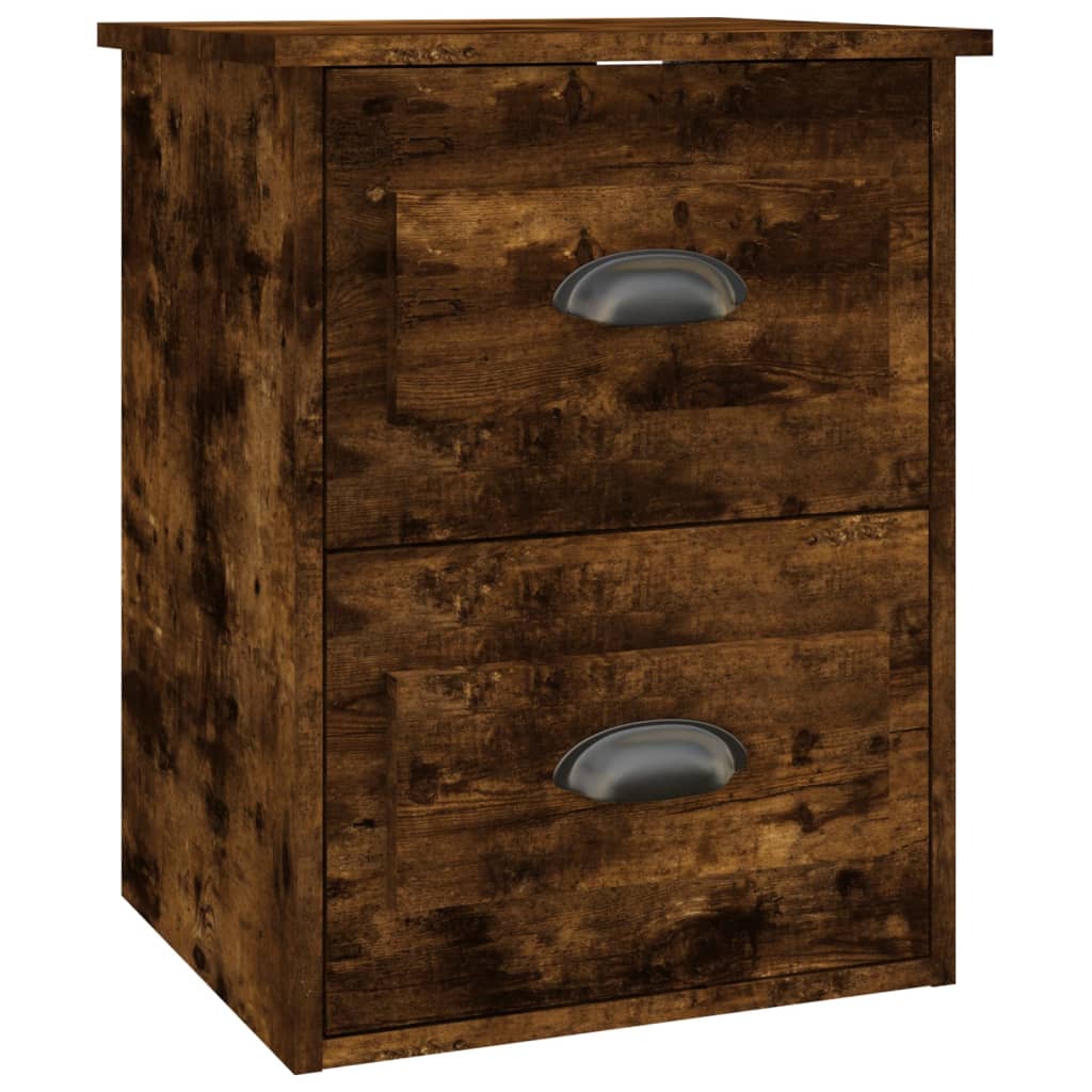 Wall-Mounted Bedside Cabinet, Smoked Oak Finish, 41.5x36x53cm