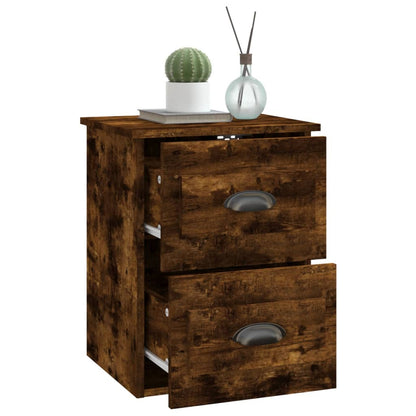 Wall-Mounted Bedside Cabinet, Smoked Oak Finish, 41.5x36x53cm