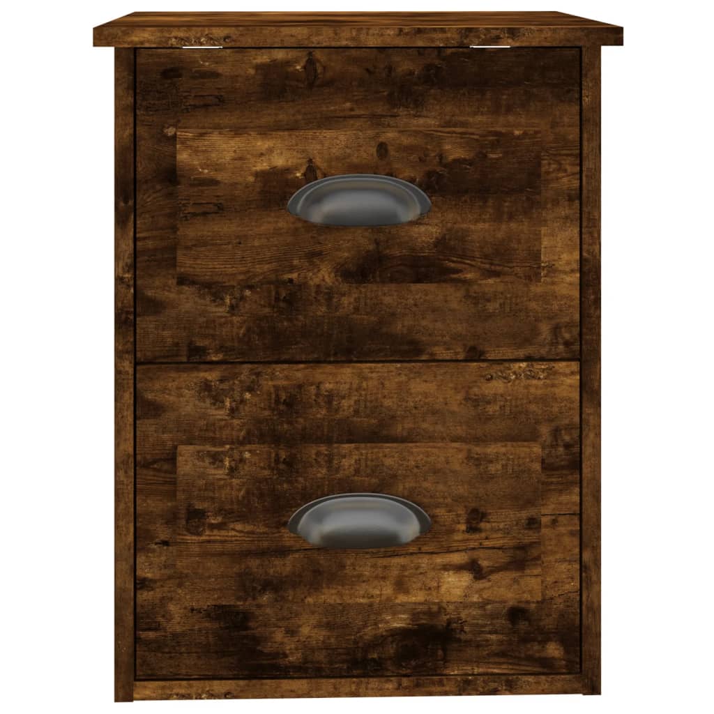 Wall-Mounted Bedside Cabinet, Smoked Oak Finish, 41.5x36x53cm