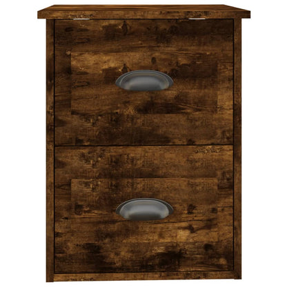 Wall-Mounted Bedside Cabinet, Smoked Oak Finish, 41.5x36x53cm