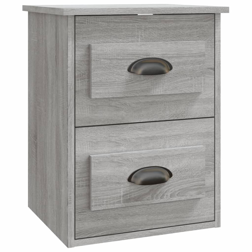 Grey Sonoma Wall-Mounted Bedside Cabinet - 41.5x36x53cm