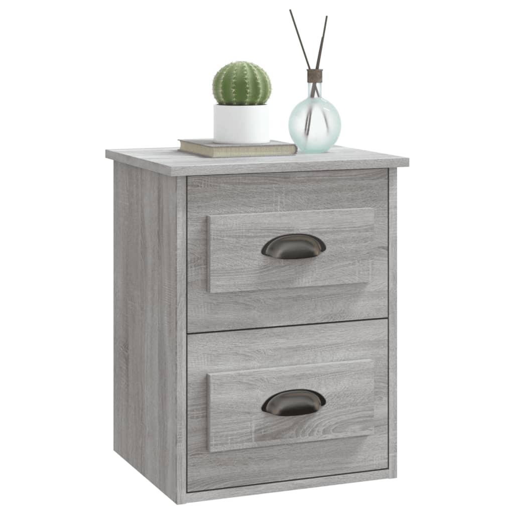 Grey Sonoma Wall-Mounted Bedside Cabinet - 41.5x36x53cm