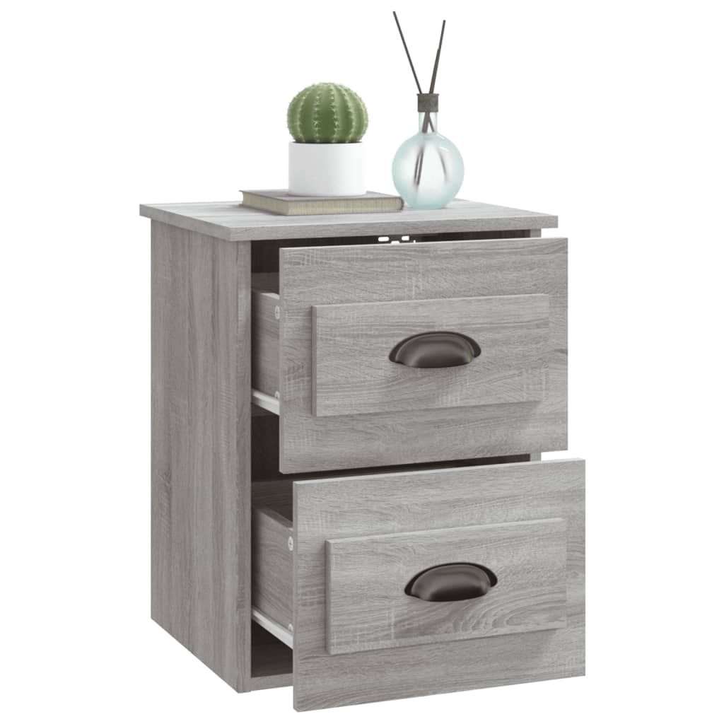 Grey Sonoma Wall-Mounted Bedside Cabinet - 41.5x36x53cm