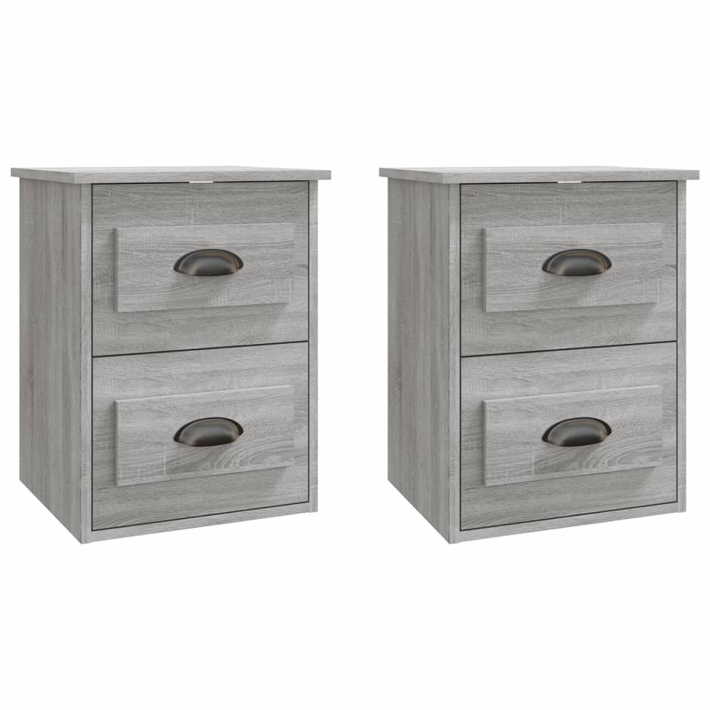 Gray Sonoma Wall-Mounted Bedside Cabinets Set, 2pcs 41.5x36x53cm