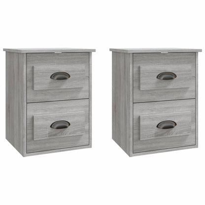 Gray Sonoma Wall-Mounted Bedside Cabinets Set, 2pcs 41.5x36x53cm