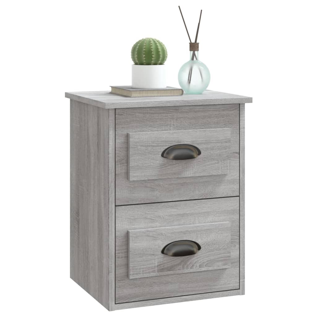 Gray Sonoma Wall-Mounted Bedside Cabinets Set, 2pcs 41.5x36x53cm