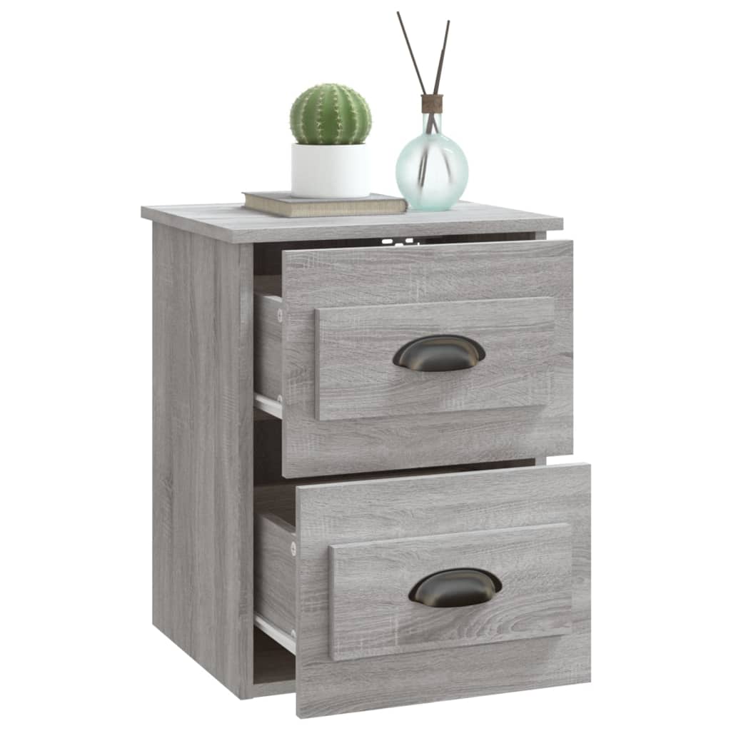 Gray Sonoma Wall-Mounted Bedside Cabinets Set, 2pcs 41.5x36x53cm