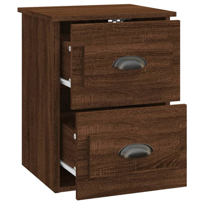 Brown Oak Wall-Mounted Bedside Cabinet - 41.5x36x53cm