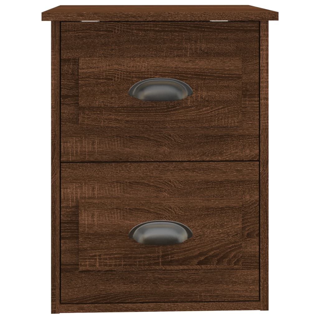 Brown Oak Wall-Mounted Bedside Cabinet - 41.5x36x53cm