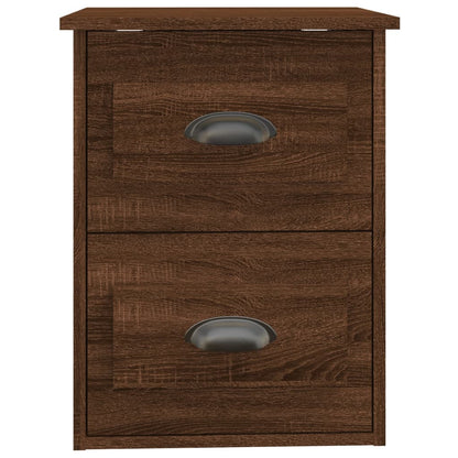 Brown Oak Wall-Mounted Bedside Cabinet - 41.5x36x53cm