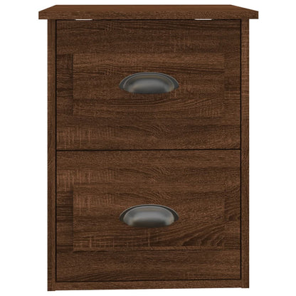 Brown Oak Wall-mounted Bedside Cabinets - Set of 2, 41.5x36x53cm