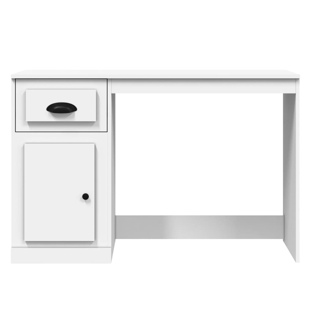 White Engineered Wood Desk with Drawer, 115x50x75cm