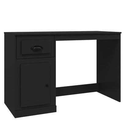 Black Engineered Wood Desk with Drawer, 115x50x75 cm