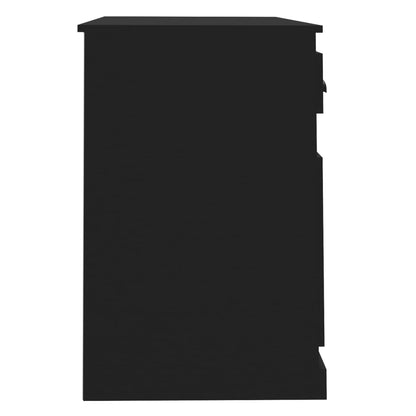 Black Engineered Wood Desk with Drawer, 115x50x75 cm