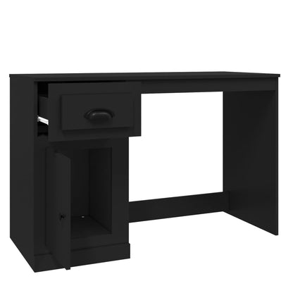 Black Engineered Wood Desk with Drawer, 115x50x75 cm