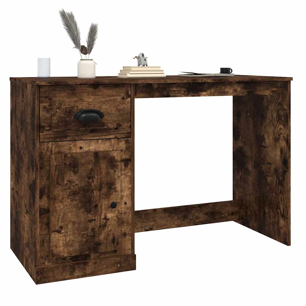 Smoked Oak Desk with Drawer - 115x50x75 cm, Engineered Wood
