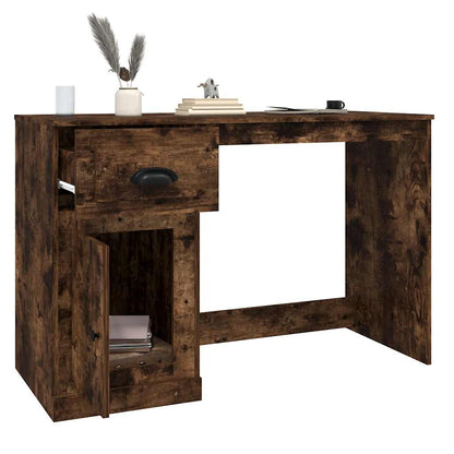 Smoked Oak Desk with Drawer - 115x50x75 cm, Engineered Wood