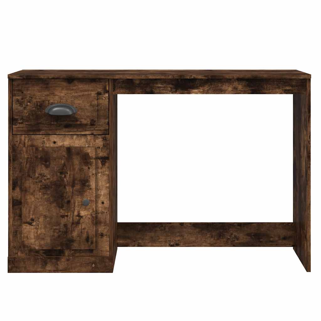Smoked Oak Desk with Drawer - 115x50x75 cm, Engineered Wood