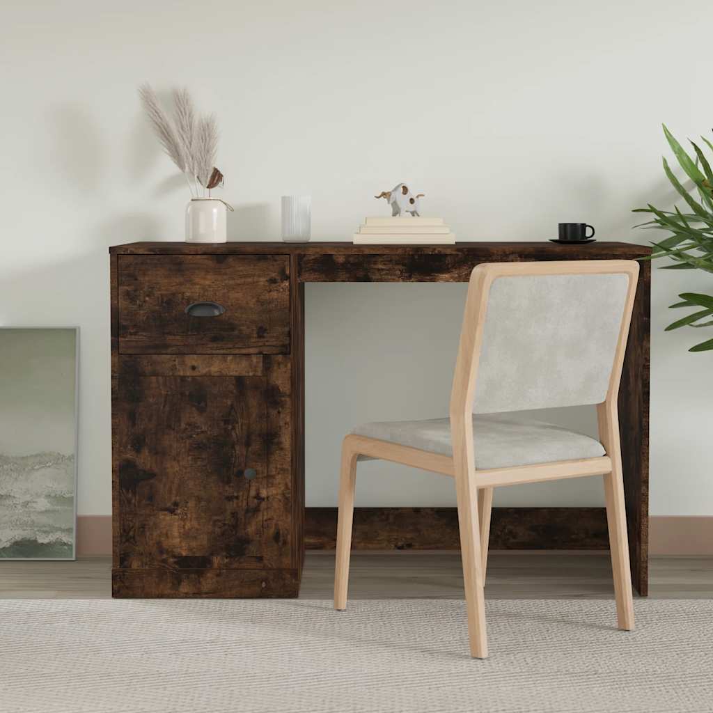 Smoked Oak Desk with Drawer - 115x50x75 cm, Engineered Wood