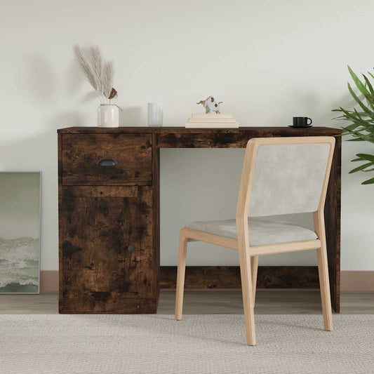 Smoked Oak Desk with Drawer - 115x50x75 cm, Engineered Wood