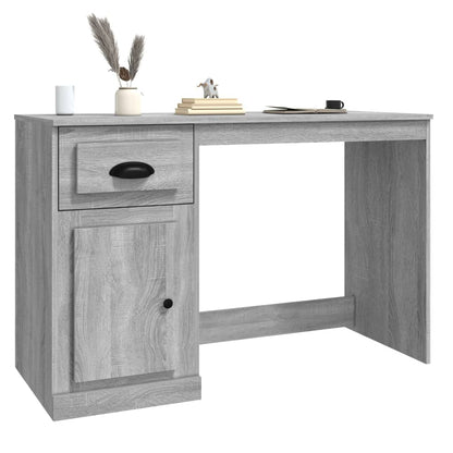 Stylish Grey Sonoma Desk with Drawer - 115x50x75 cm, Engineered Wood