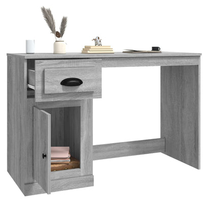 Stylish Grey Sonoma Desk with Drawer - 115x50x75 cm, Engineered Wood