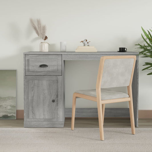 Stylish Grey Sonoma Desk with Drawer - 115x50x75 cm, Engineered Wood