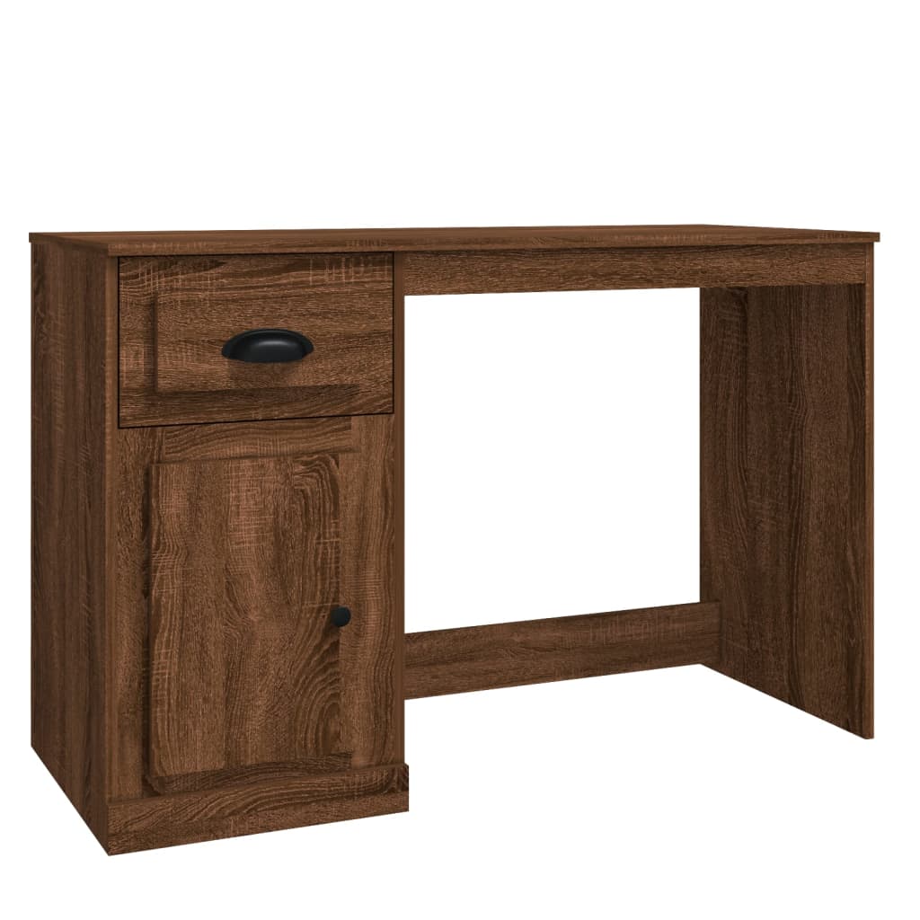 Brown Oak Desk with Drawer, Engineered Wood, 115x50x75 cm