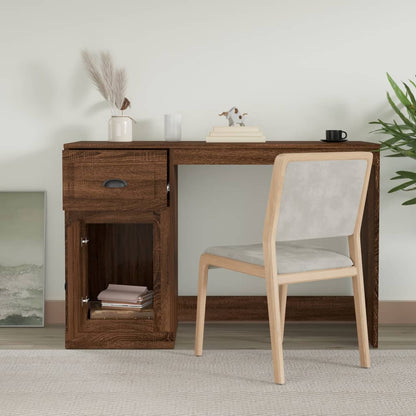 Brown Oak Desk with Drawer, Engineered Wood, 115x50x75 cm