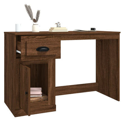 Brown Oak Desk with Drawer, Engineered Wood, 115x50x75 cm