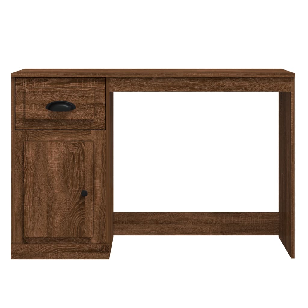 Brown Oak Desk with Drawer, Engineered Wood, 115x50x75 cm