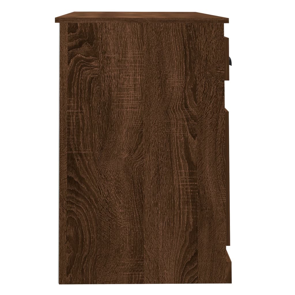 Brown Oak Desk with Drawer, Engineered Wood, 115x50x75 cm