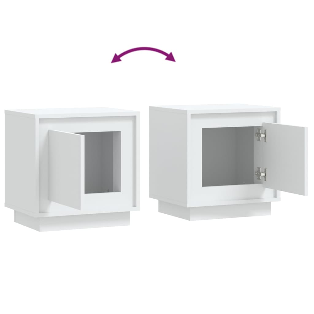 White Bedside Cabinets 2 Pcs - Engineered Wood 44x35x45 cm