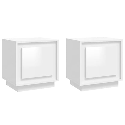 2pcs High Gloss White Bedside Cabinets, 44x35x45cm Engineered Wood