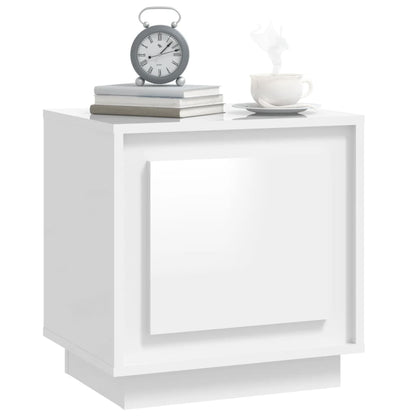 2pcs High Gloss White Bedside Cabinets, 44x35x45cm Engineered Wood