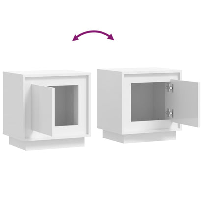 2pcs High Gloss White Bedside Cabinets, 44x35x45cm Engineered Wood