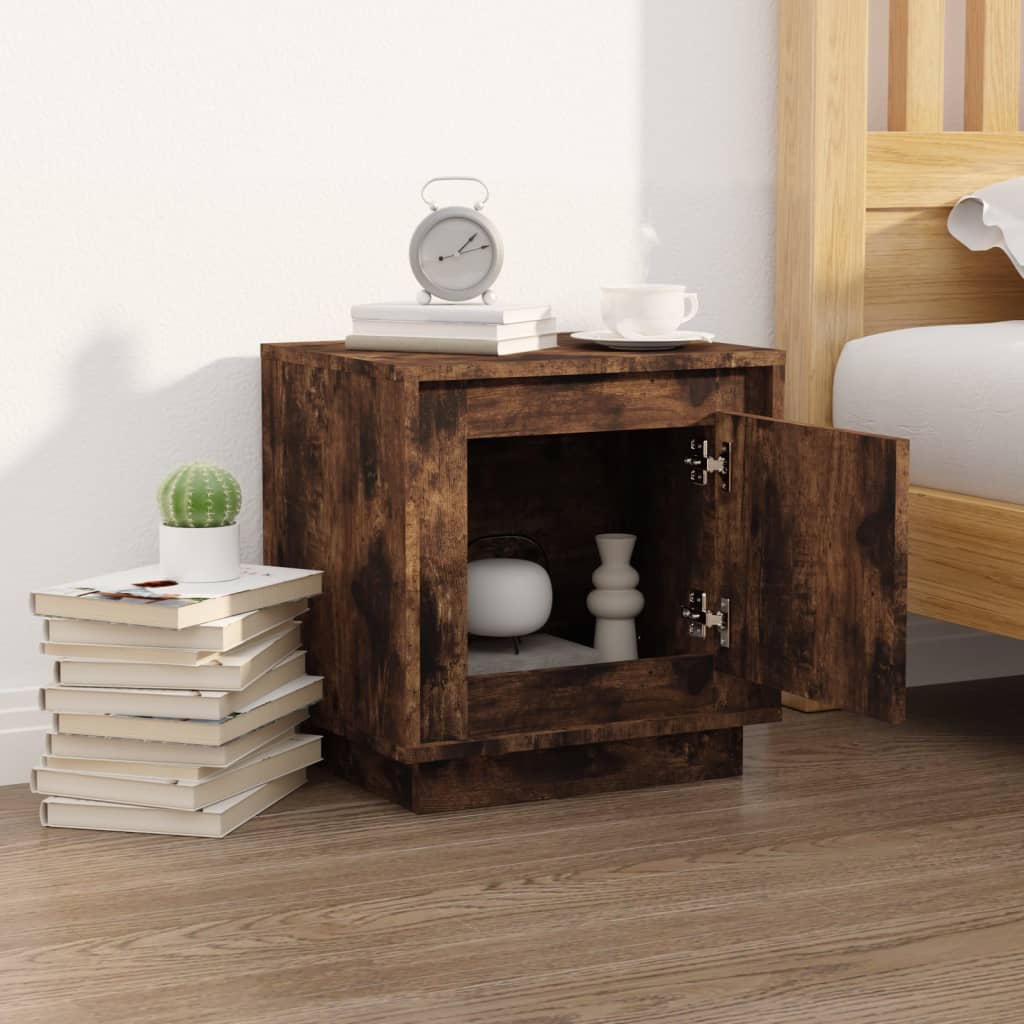 Smoked Oak Bedside Cabinet - 44x35x45 cm, Engineered Wood