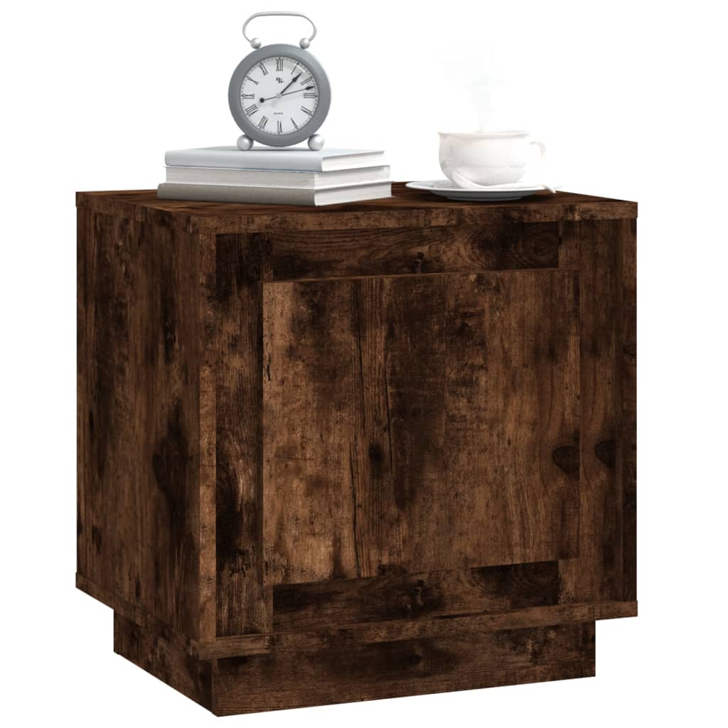 Smoked Oak Bedside Cabinet - 44x35x45 cm, Engineered Wood