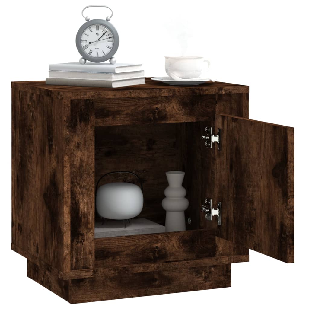 Smoked Oak Bedside Cabinet - 44x35x45 cm, Engineered Wood