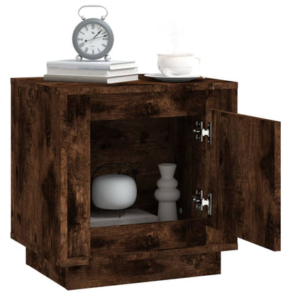 Smoked Oak Bedside Cabinet - 44x35x45 cm, Engineered Wood