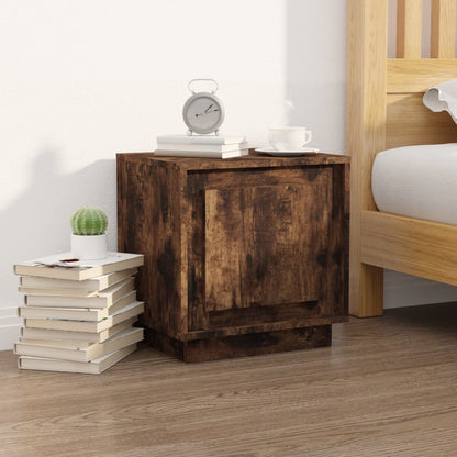 Smoked Oak Bedside Cabinet - 44x35x45 cm, Engineered Wood