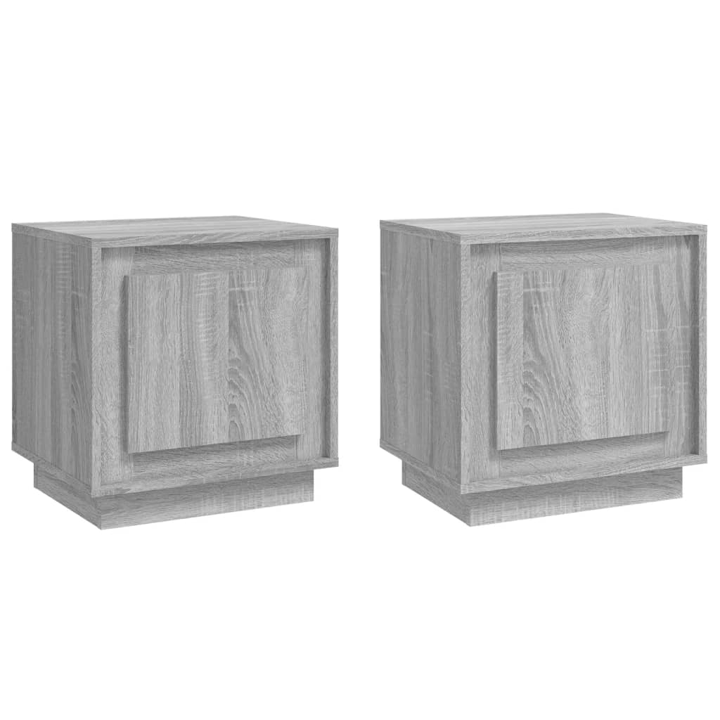 Grey Sonoma Bedside Cabinets Set of 2 - Engineered Wood, 44x35x45 cm