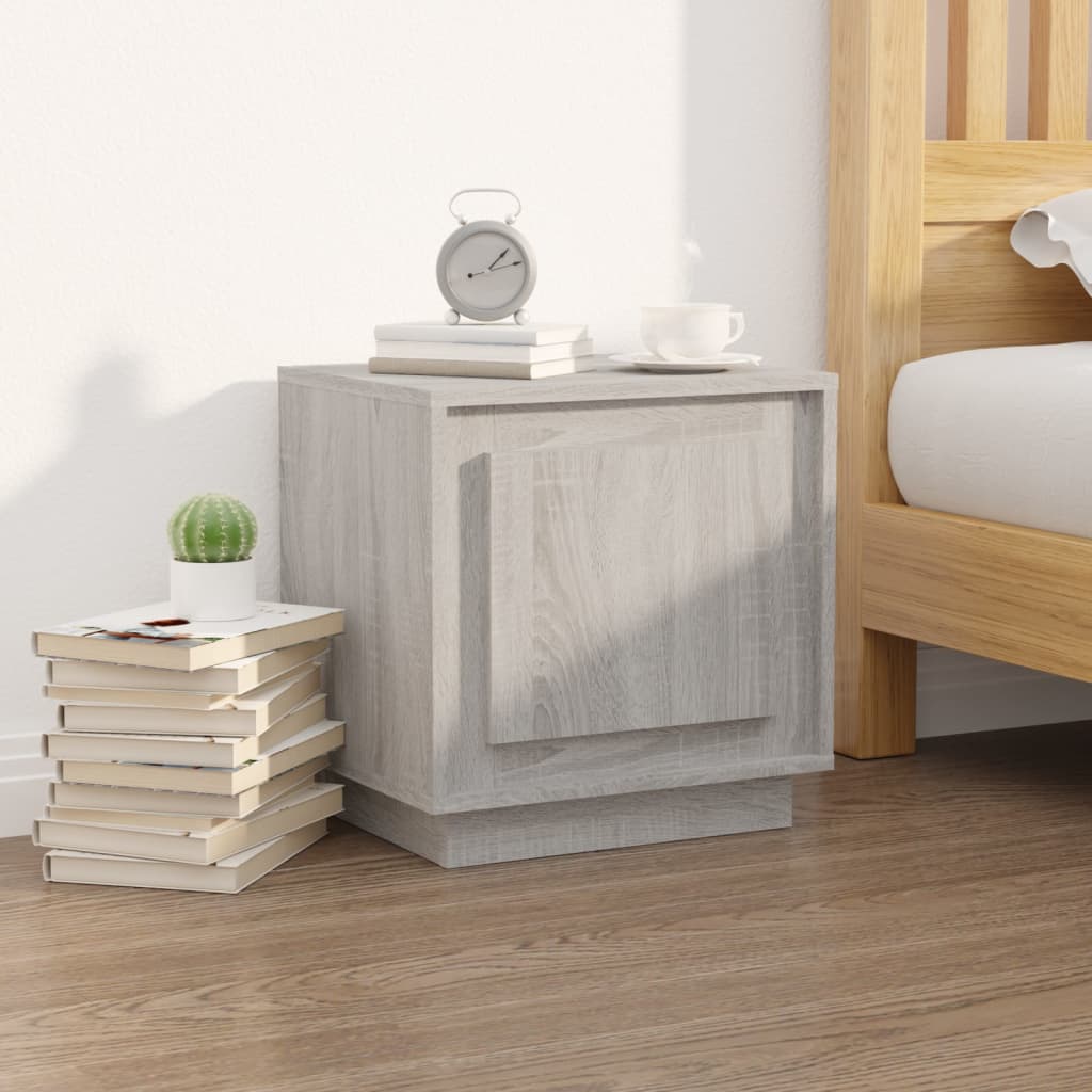 Grey Sonoma Bedside Cabinets Set of 2 - Engineered Wood, 44x35x45 cm