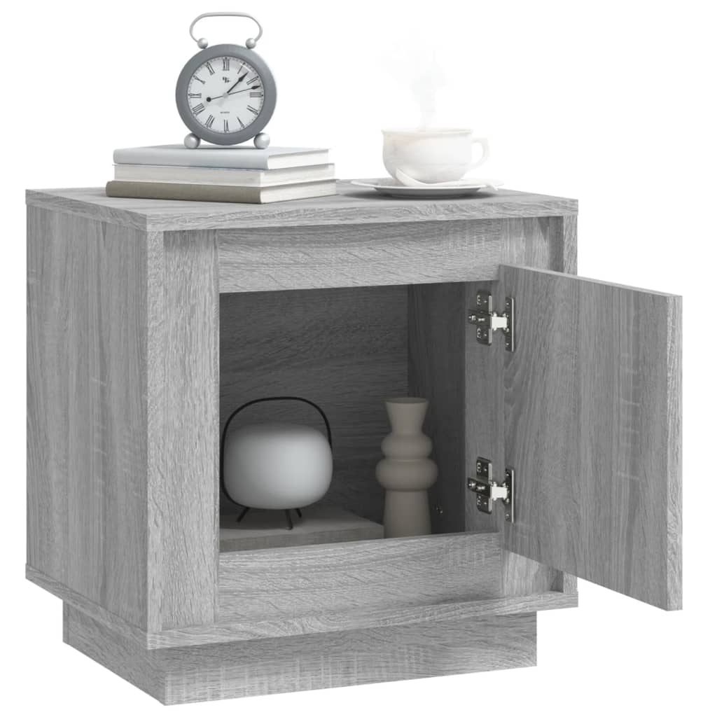 Grey Sonoma Bedside Cabinets Set of 2 - Engineered Wood, 44x35x45 cm